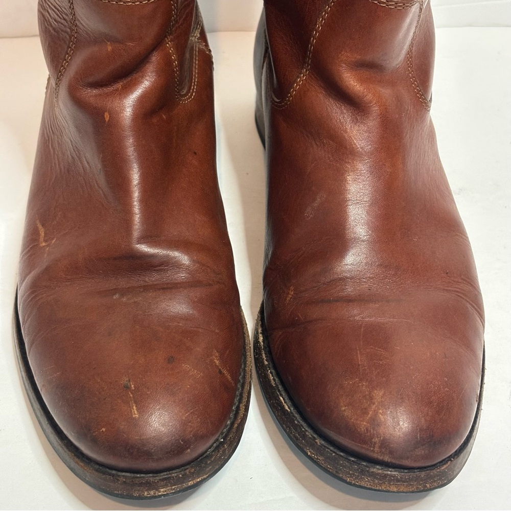 Frye Melissa Button Tall Riding Boots Cognac Saddle Brown 9 - Picture 3 of 13